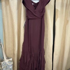 Azazie Burgundy Maxi Dress